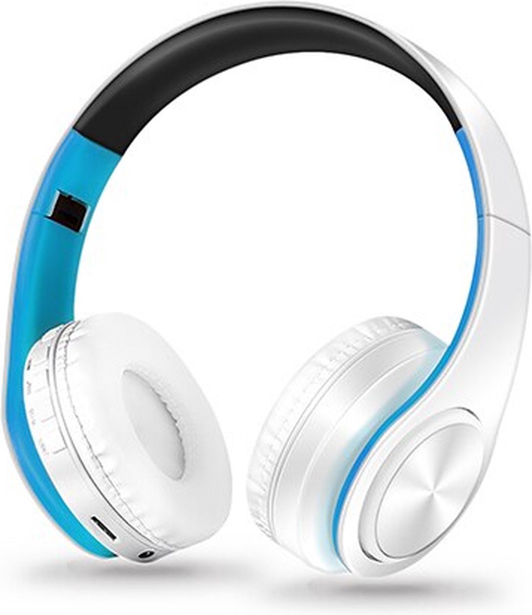 InHarmony® - Koptelefoon - Headset - Blauw Wit - Active Noise Cancelling Koptelefoon - Over-Ear - Micro-USB - Draadloos - Headphone - Bluetooth - Hybrid ANC tot 86dB - Handsfree bellen - Geschikt voor Apple & Android - 40mm luidspreker