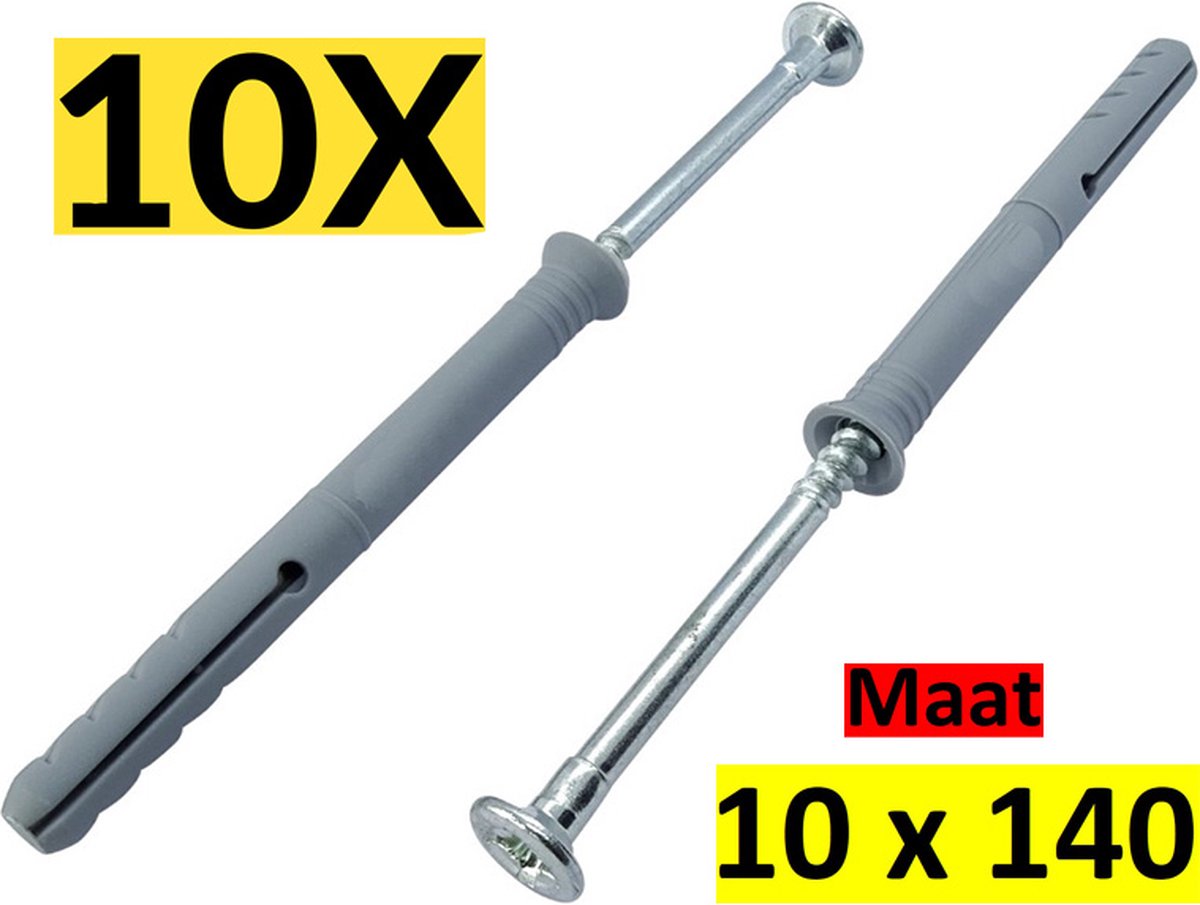 Slagpluggen - nagelpluggen - Spijkerplug - Maat 10x140 - 10 stuks - Merkloos