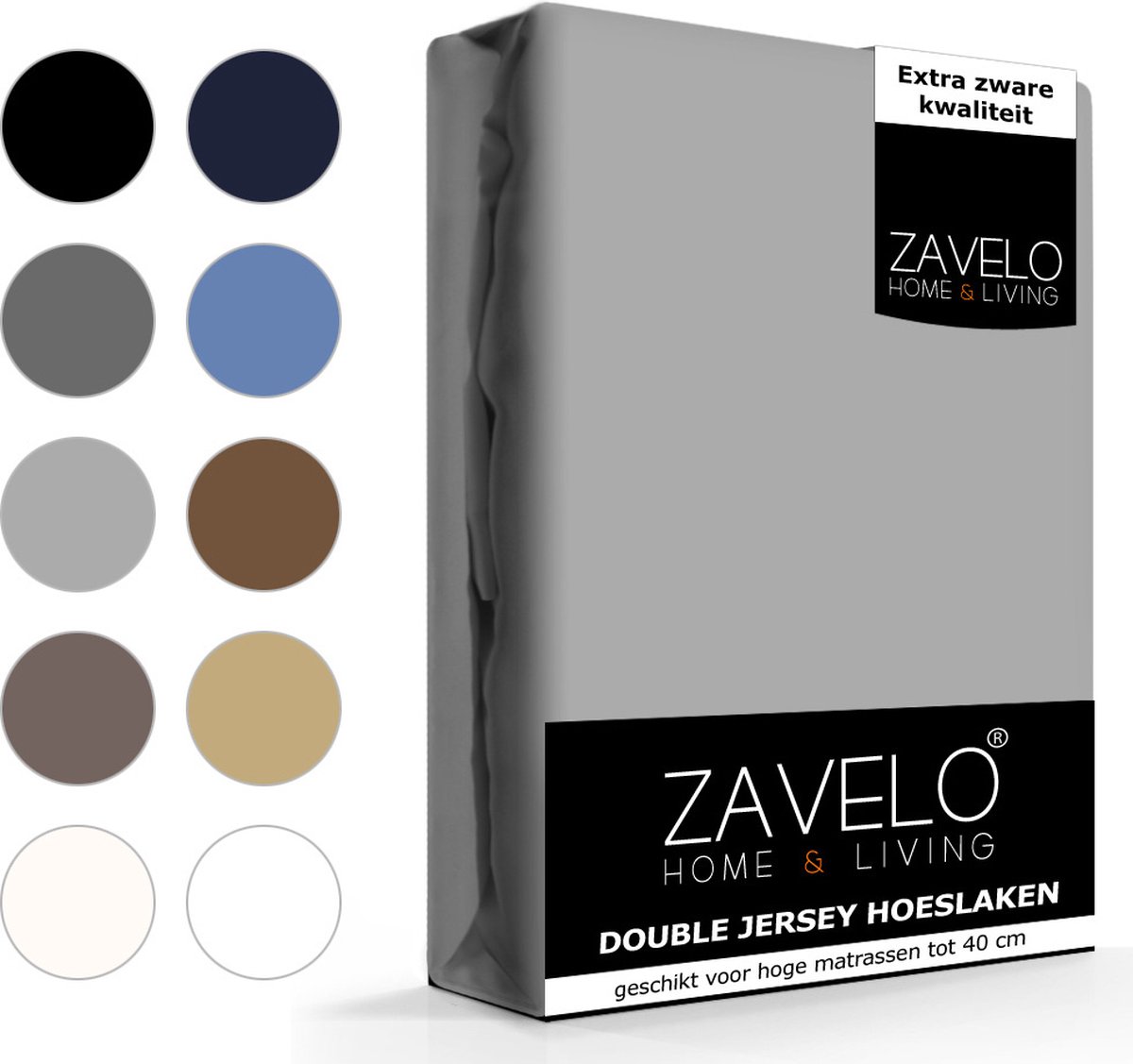Zavelo Dubbel Jersey Hoeslaken Grijs - Lits-jumeaux (180x200 cm) - Extra Dik - Hoogwaardige Kwaliteit - Hoge Hoek - Rondom Elastisch - Perfecte Pasvorm