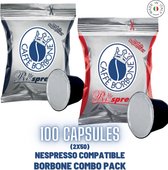 Caffè Borbone ReSpresso Nera + Rossa 100 capsules - Compatible Nespresso - Tasses à café expresso italien - Pack d'échantillons