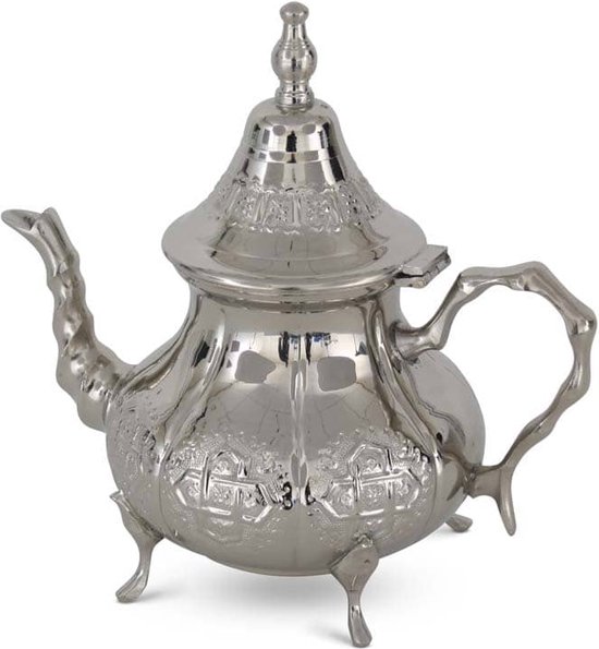 Théière Marocaine En Argent Massif, Style Vintage Art Déco - Fabriquée à La Main