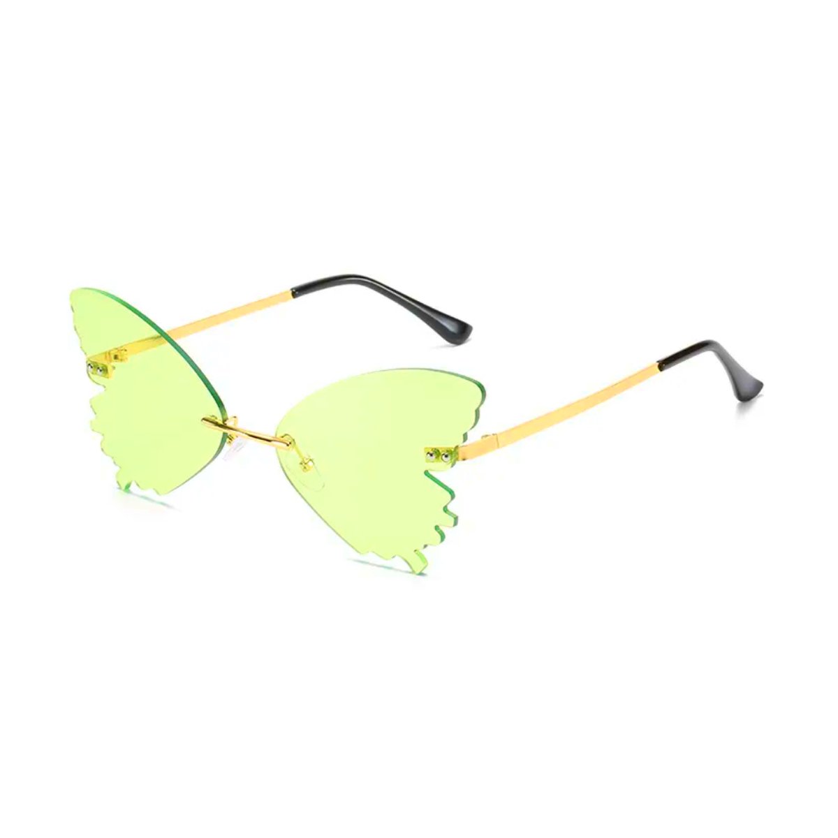 Vlinder zonnebril - Groen - festivalbril / hippie bril / technobril / rave bril / butterfly glasses / retro zonnebril / carnaval bril / accessoires / feest bril / gekke bril / verkleed bril