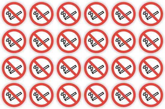 Verboden te roken stickers set 24 stuks