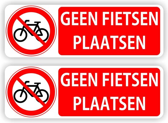 Geen fietsen plaatsen sticker set van 2 stuks