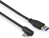 Câble USB C vers USB A - 3.2 Gen 1 - 5 Gb/s - Coudé - 1,5 mètre - Zwart - Allteq