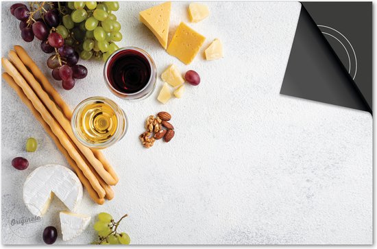 Protecteur induction 60x60 - plaque de recouvrement tapis induction - Dietrix Hob protector - Exclusif - Vin - Drinks board with Vin on Marble white