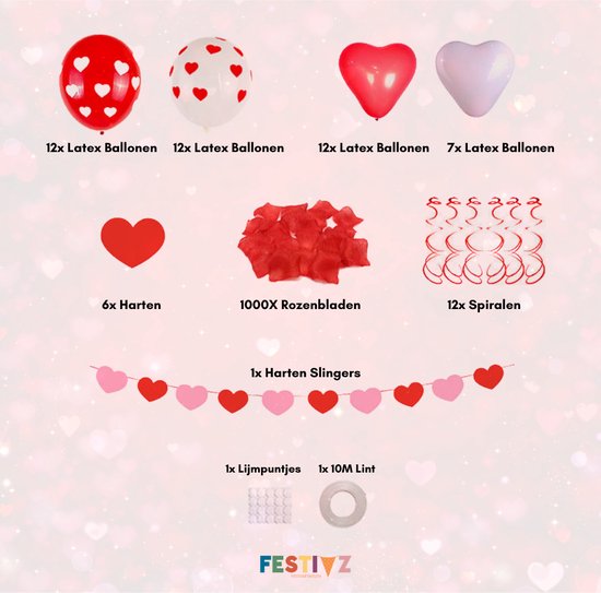 Festivz Hartjes Ballons 40 pièces - Amour - Ballons Hartjes - Amour -  Décoration de