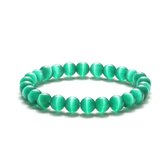 Bracelets de perles Gems Green Cat's Eye Gemstones Bracelet - Bracelet en perles de pierres précieuses polies - Cadeau pour la Saint-Valentin - Cadeau pour Cheveux