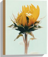 WallClassics - Hout - Openslaande Gele Bloem - 30x40 cm - 9 mm dik - Foto op Hout (Met Ophangsysteem)