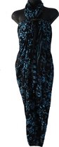Hamamdoek extra groot figuren patroon lengte 115 cm breedte 210 cm kleurenblauw zwart turquoise dubbel geweven extra kwaliteit.