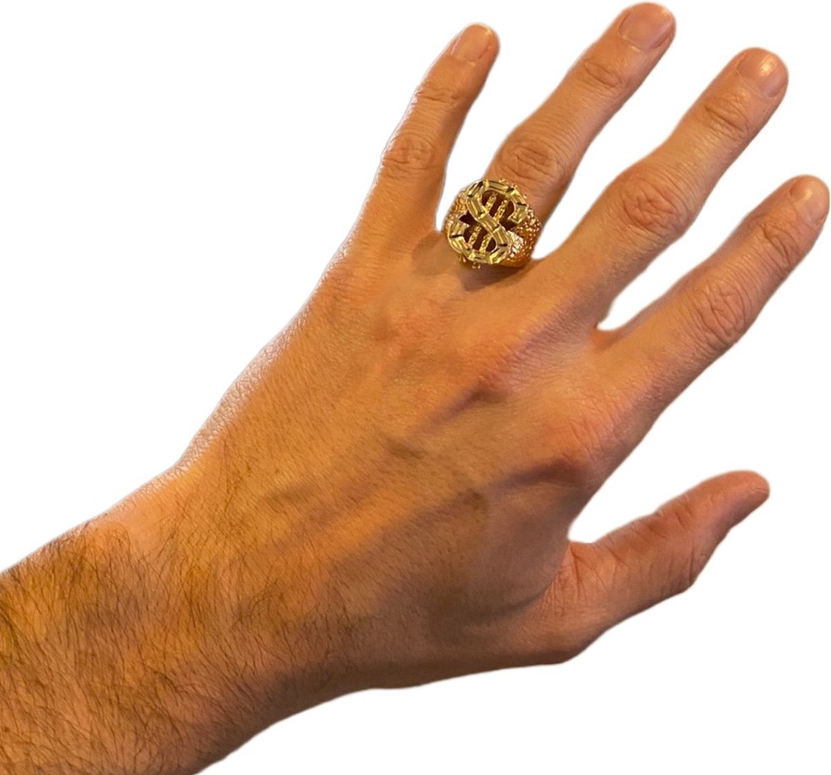 UYUYong Hiphop-kostuumset, jaren 80-kostuum, gouden dollarketting en gouden armband, ring, bril, persoonlijkheid, hiphopkostuumset, heren, 80-jaren 90, rapperkostuum voor maskerade, Halloween, cosplay