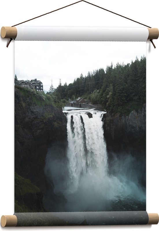 Textielposter - Grote Waterval door Bergen - 30x40 cm Foto op Textiel