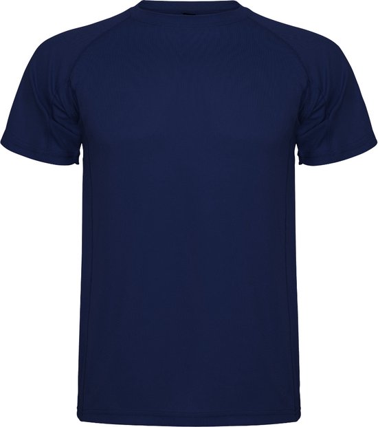 Foto: Donker blauw unisex sportshirt korte mouwen montecarlo merk roly maat l