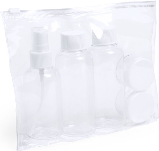 Reisset - Transparante toilettas - Make up tasje - Etui - Reisflesjes - Handbagage - 20 x 18 cm - PVC