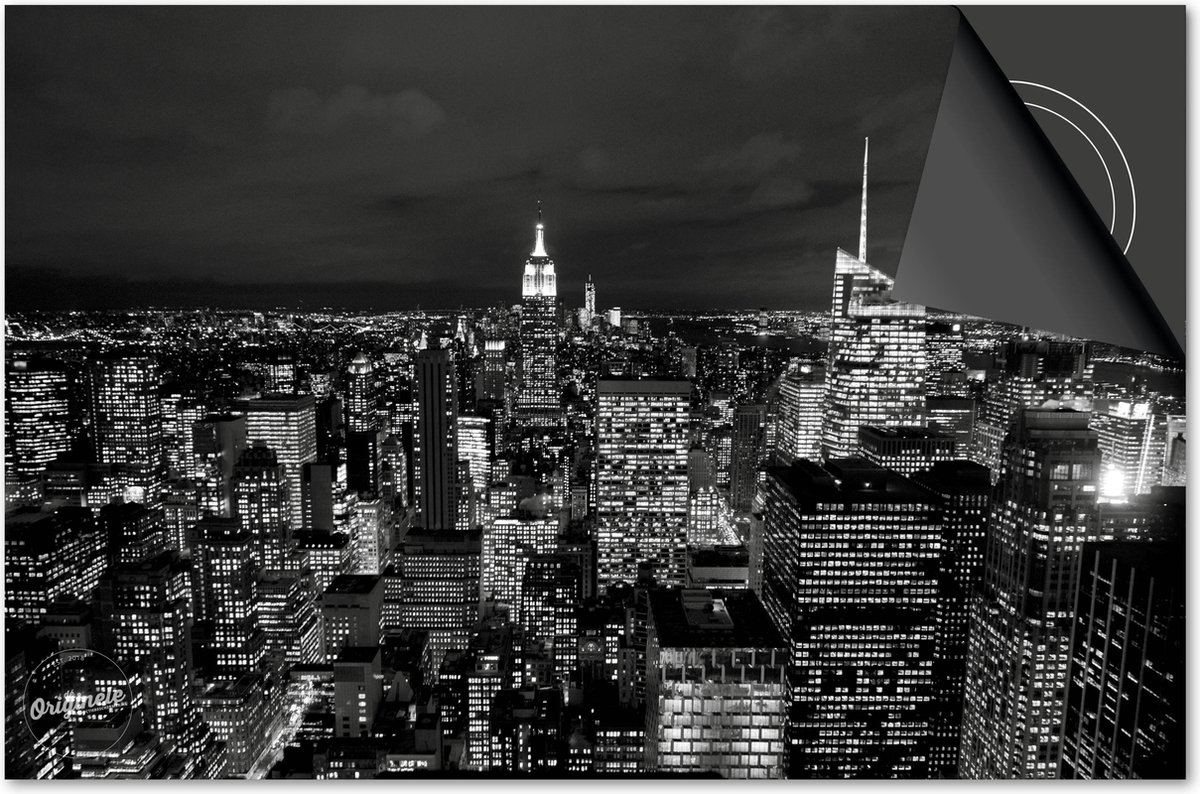 Inductie beschermer 60x60 - afdekplaat inductie mat - Dietrix Kookplaat beschermer - Exclusief - Steden - New York Zwart Wit