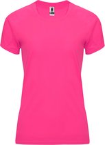 Fluorescent Donkerroze dames sportshirt korte mouwen Bahrain merk Roly maat M