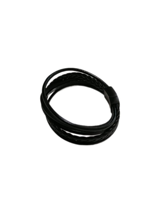 MILAKOO 6 Pieces Black Braided Leather Bracelets for Men and Women - Punk - Skull - Rock, One Size, Hemp Leather