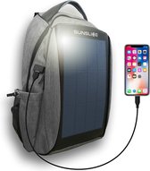 Waterdichte rugzak met zonnepaneel, draagbare laptop tas met flexibele, krachtige en krasbestendige zonnepanelen voor snel opladen op zonne-energie, incl. externe USB-oplaadpoort, grijs