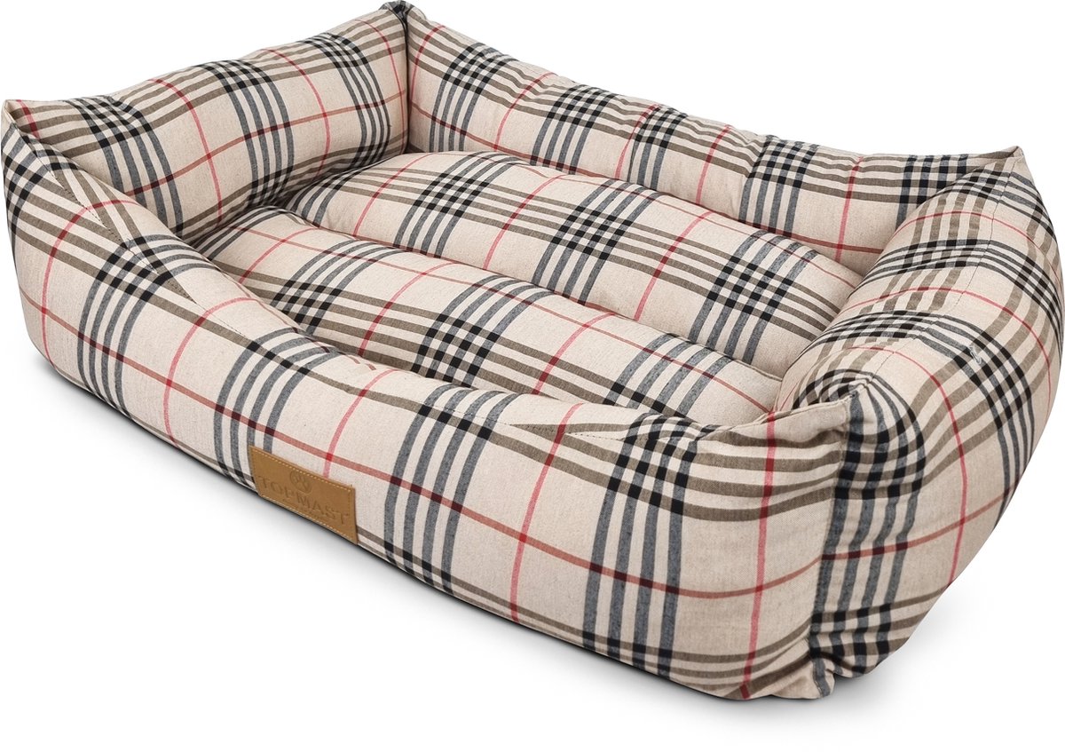 Topmast Dänish Hondenmand - Tartan Beige - XL - 95 x 70 x 22 cm - Hondenkussen - Hondenmanden