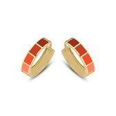 CO88 Collection Oorbellen Dames - Oorringen - Emaille - 16x4mm - Rood - Staal - Goudkleurig - 8CE-70496