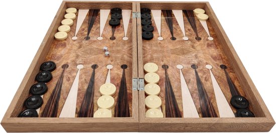 Thumbnail van een extra afbeelding van het spel Klassiek Backgammon rosé bordspel - Tavla - Grote Maat XXL 48cm - Met schaakbord - Koffer met magnetische sluiting