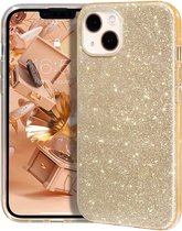 Backcover Geschikt voor Apple iPhone 14 Plus - Goud - Glitters - Soft TPU Hoesje