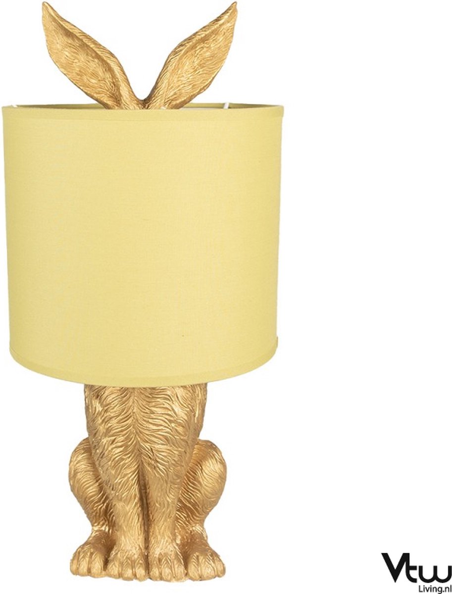 Tafellamp Woonkamer Slaapkamer - Nachtlampje Kinderen Volwassenen - Nachtlampjes - Tafellampen - Sfeerlamp - Cadeau - Tafel Lamp Konijn - Geel Goud - 20 x 20 x 45 cm