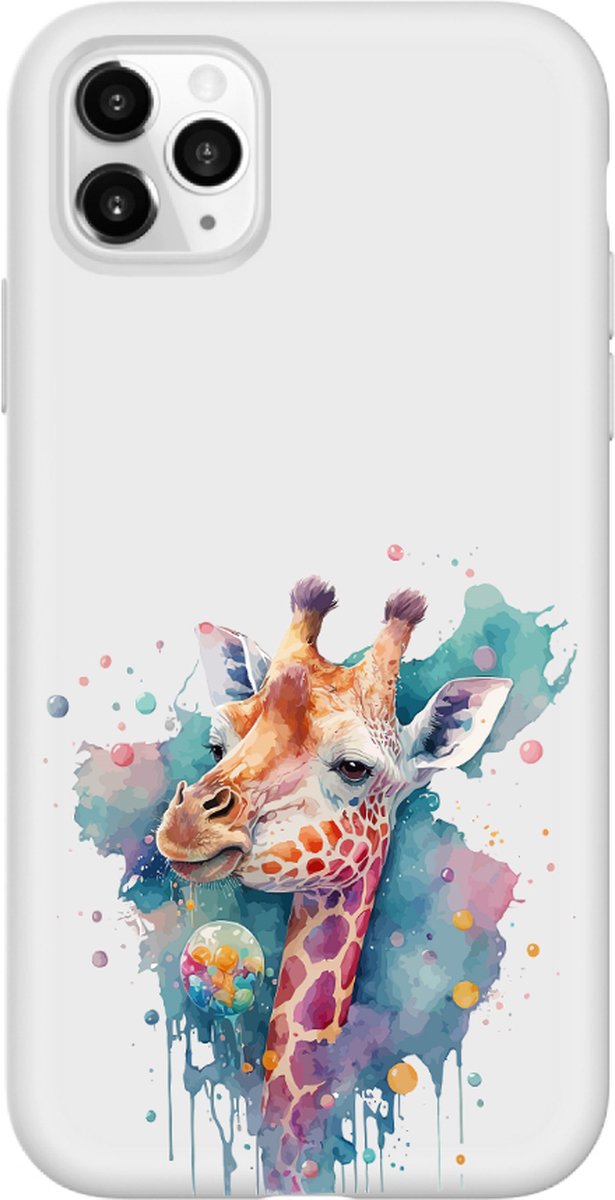 Apple Iphone 11 telefoonhoesje wit siliconen hoesje - Giraffe