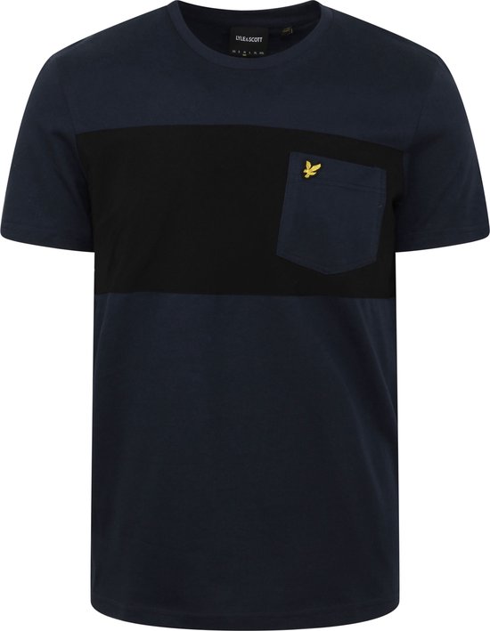 Lyle and Scott - T-shirt Pocket Navy - Heren - Maat XL - Modern-fit