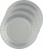 Santex feest gebak/taart bordjes - zilver - 20x stuks - karton - D17 cm