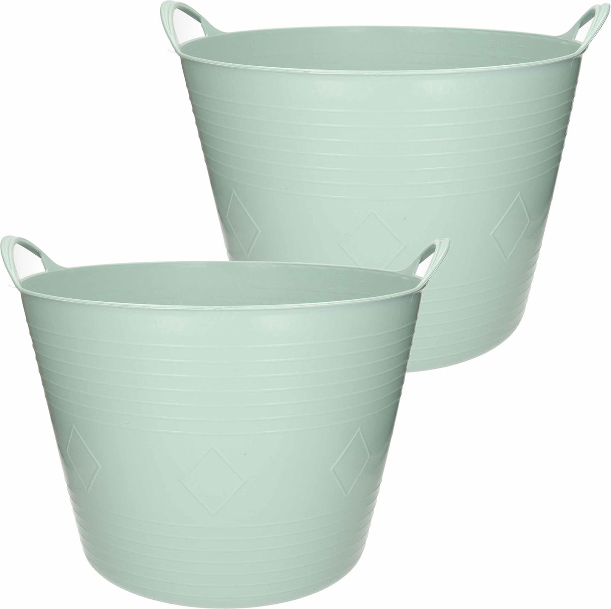 Goedkoopste Flexibele kuip emmer/wasmand - 2x - mintgroen - 40 liter - Opbergmanden