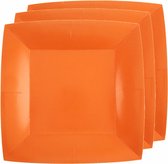 Santex Koningsdag/oranje ontbijt/gebak bordjes - 20x stuks - papier/karton vierkant - 18cm