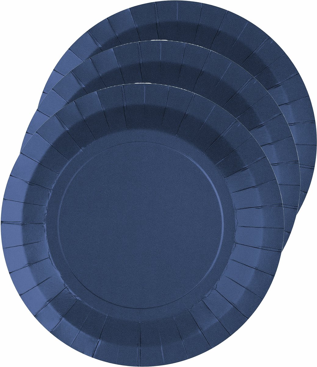 Santex Bordjes karton - 20x - rond - kobalt blauw - 22 cm - feestbordjes