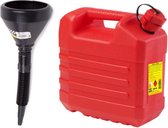 Jerrican - plastique - rouge - 20 litres - entonnoir inclus - plastique - D15 cm