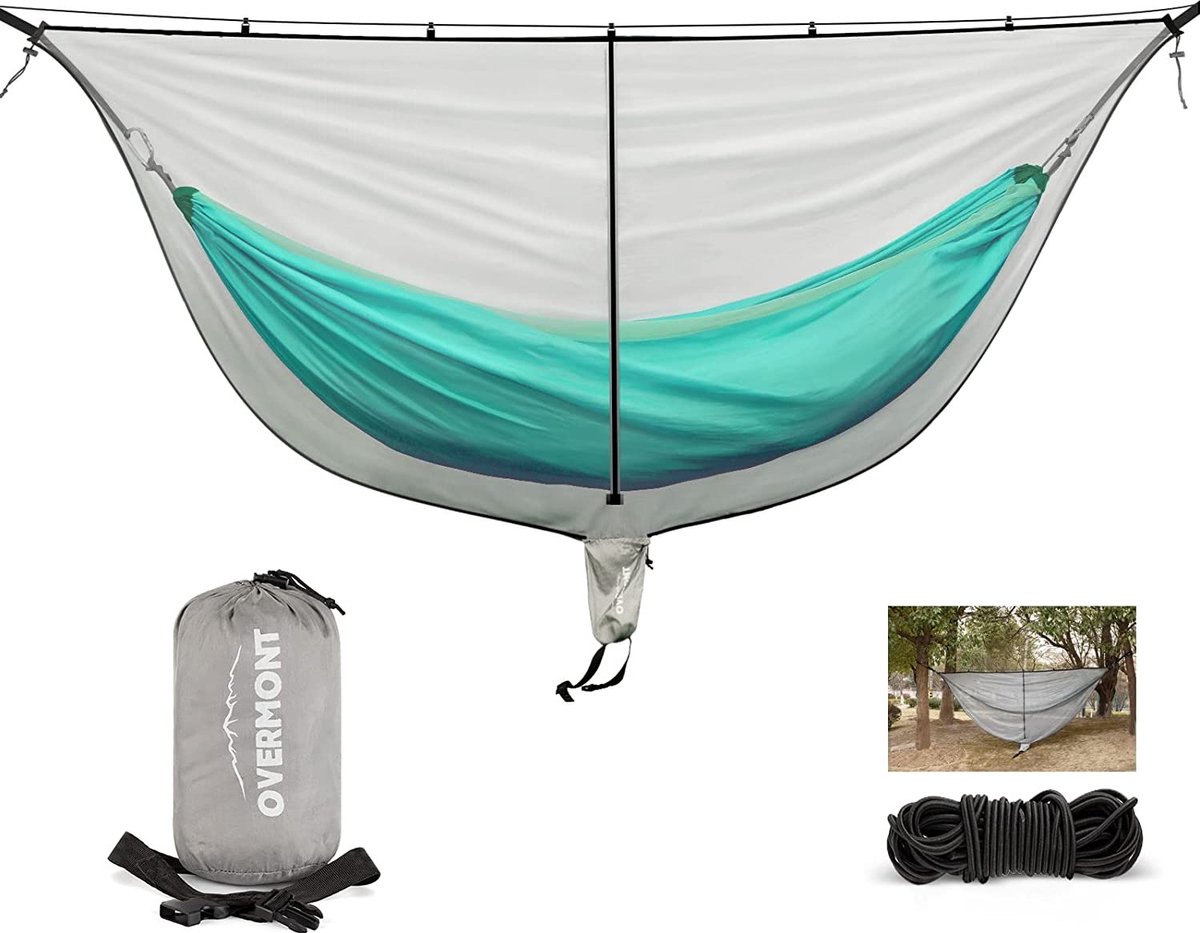 YSR - Camping hangmatnet, muggennet met tweewegs ritssluiting voor snel in- en uitstappen, 320 x 280 cm, bevat geen hangmat