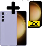 Coque arrière en Siliconen pour Samsung Galaxy S23 Plus avec 2x protecteurs d'écran - Coque Samsung S23 Plus - Lilas