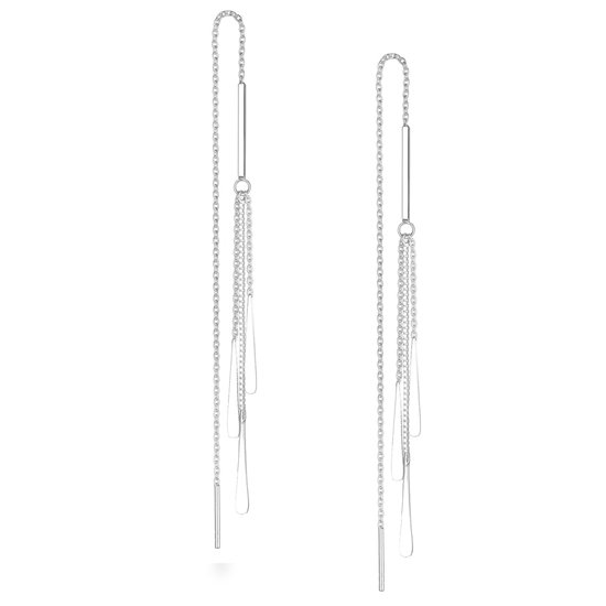 EAR IT UP - Boucles d'oreilles à tirer - Barre - Goutte - Enfileur - Argent sterling 925 - 2 x 195 mm - 1 paire