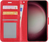 Hoes Geschikt voor Samsung S23 Hoesje Book Case Hoes Flip Cover Wallet Bookcase - Rood