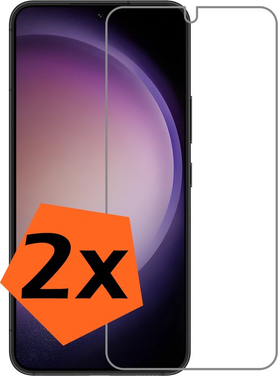 Set van 2 screenprotectors voor smartphone, met 2x oranje sticker.