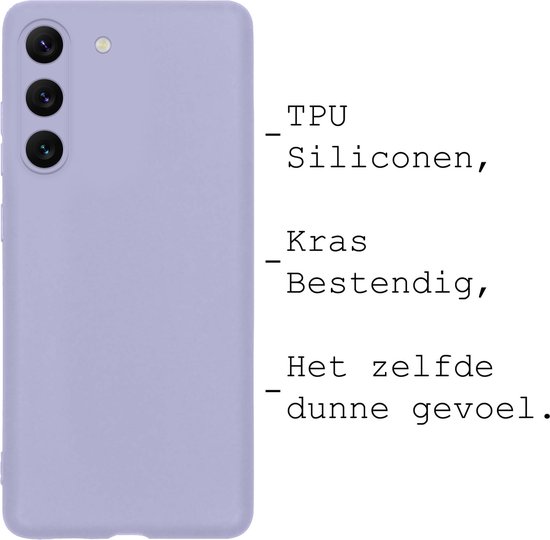 Coque Samsung Galaxy S23 Plus Coque Arrière en Siliconen avec 2x Protecteur d'écran - Coque Samsung Galaxy S23 Plus Coque en Silicone - Lilas