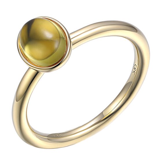 Geelgoud - ring - 14 karaat – Lima kwarts - uitverkoop Juwelier Verlinden St. Hubert – van €625,= voor €519,=