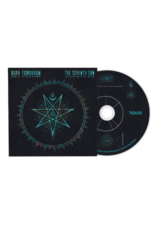 Bury Tomorrow - The Seventh Sun CD met hoes. De hoes toont een blauwgroene ster met oog. De CD heeft vergelijkbare symbolen.