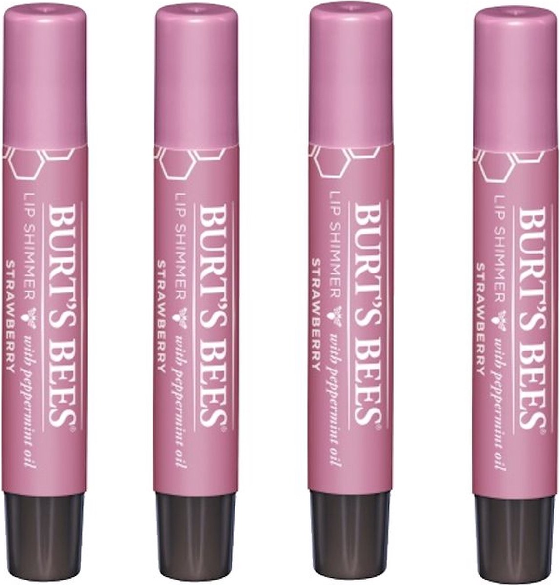 BURT'S BEES - Lip Shimmer Strawberry - 4 Pak - Voordeelverpakking