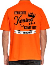 Bellatio Decorations Poloshirt Koningsdag - oranje - Echte Koning komt uit Rotterdam - heren - shirt XXL