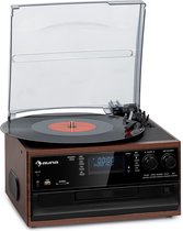 Auna Oakland retro stereo installatie - Met bluetooth, platenspeler, cd-speler, FM-radio, cassette en USB-ingang - Bruin