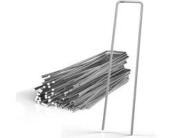 Intirilife 100 x grondanker 150 x 25 x 2,7 mm gemaakt van gegalvaniseerd roestvrij staal - onkruidvlies bevestiging grondnagel weerhaak