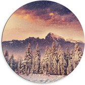 Dibond Muurcirkel - Magisch Winter Landschap - 60x60 cm Foto op Aluminium Muurcirkel (met ophangsysteem)