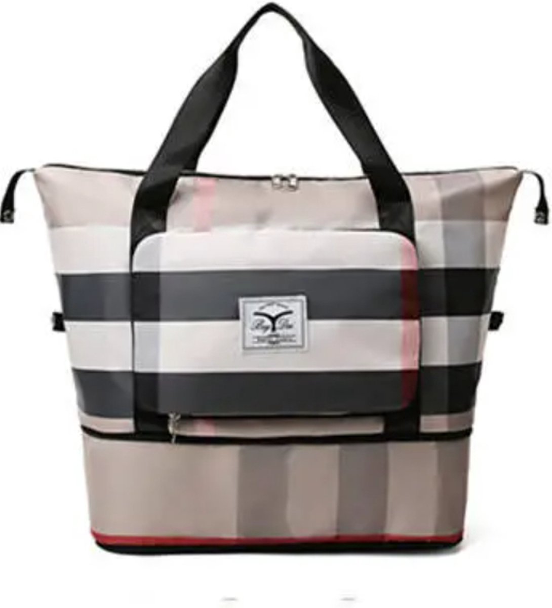 Handbagage reistas - Multifunctionele - Reistas voor op koffer - Opvouwbaar - Grijs Roze
