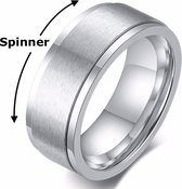 Fidget Ring Zilver kleurig - Anxiety Ring - Fidget Toy Om Je Vinger! - Staal - Ringen Heren Dames - Cadeau voor Man - Mannen Cadeautjes