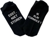 Rebelkidz - Sokken met tekst - ssst.. niet storen, ik kijk Formule 1 - Maat 39-42